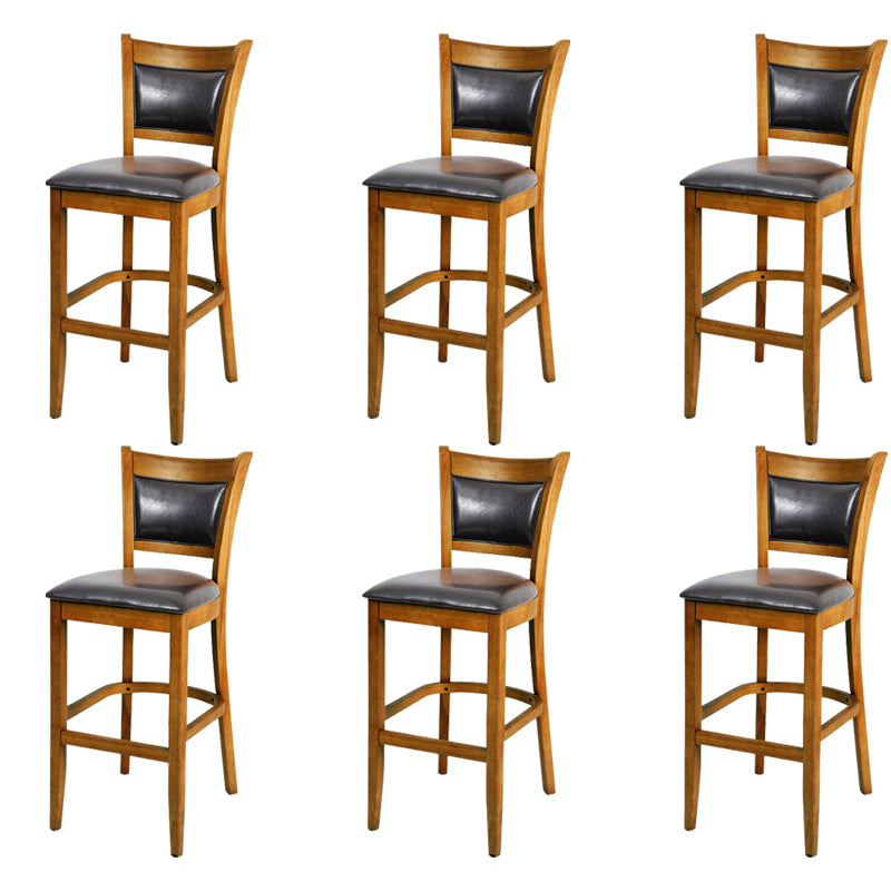 Industrial Solid Wood Counter Stool Faux Leather Counter Height Stools for Home Use