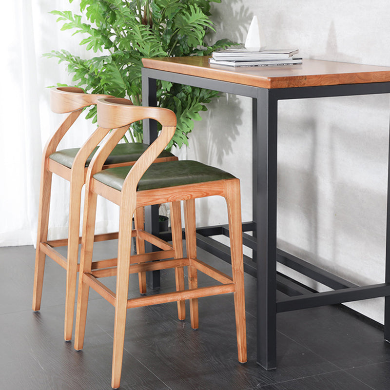 Industrial Bar-stool Square Seat Counter Bar Stool with Wooden Legs for Home