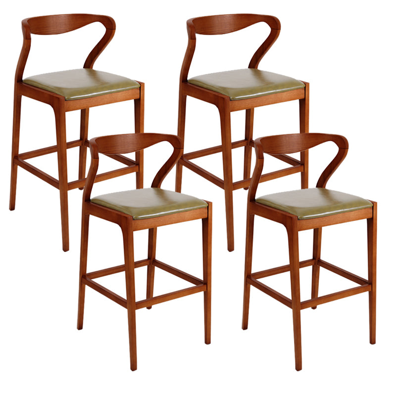 Industrial Bar-stool Square Seat Counter Bar Stool with Wooden Legs for Home