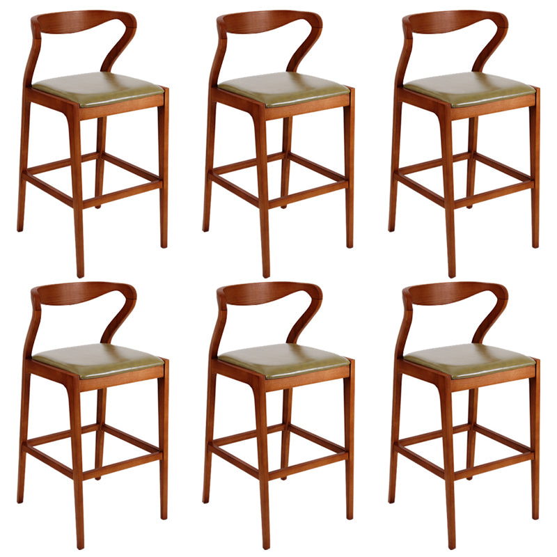 Industrial Bar-stool Square Seat Counter Bar Stool with Wooden Legs for Home