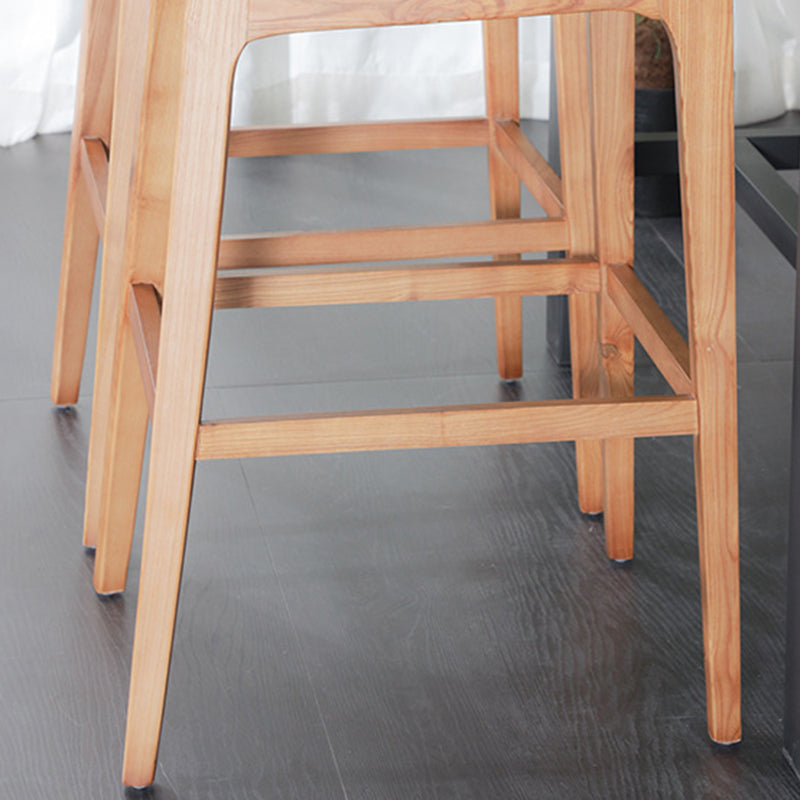 Industrial Bar-stool Square Seat Counter Bar Stool with Wooden Legs for Home