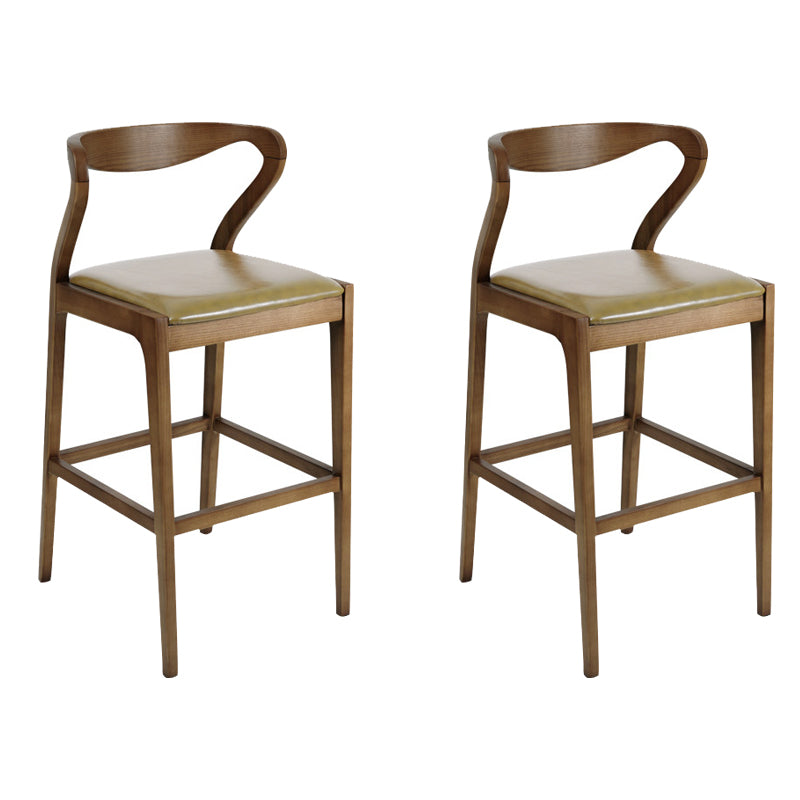 Industrial Bar-stool Square Seat Counter Bar Stool with Wooden Legs for Home