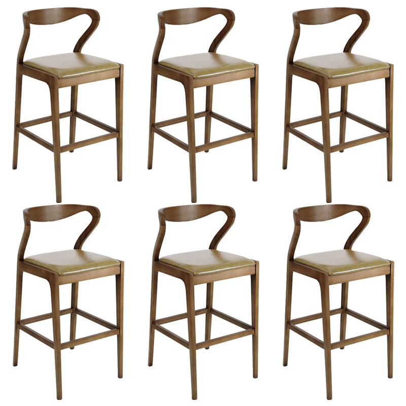 Industrial Bar-stool Square Seat Counter Bar Stool with Wooden Legs for Home