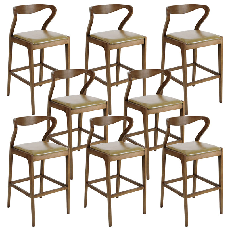 Industrial Bar-stool Square Seat Counter Bar Stool with Wooden Legs for Home