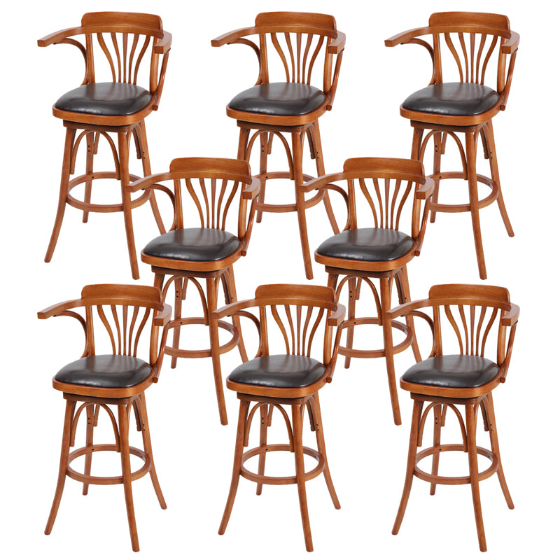 Glam Solid Wood Counter Height Stool Faux Leather Bar Stool Bar Stool