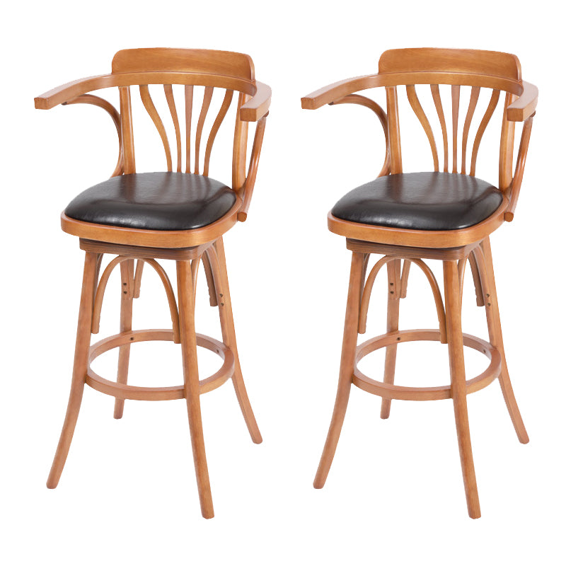 Glam Solid Wood Counter Height Stool Faux Leather Bar Stool Bar Stool