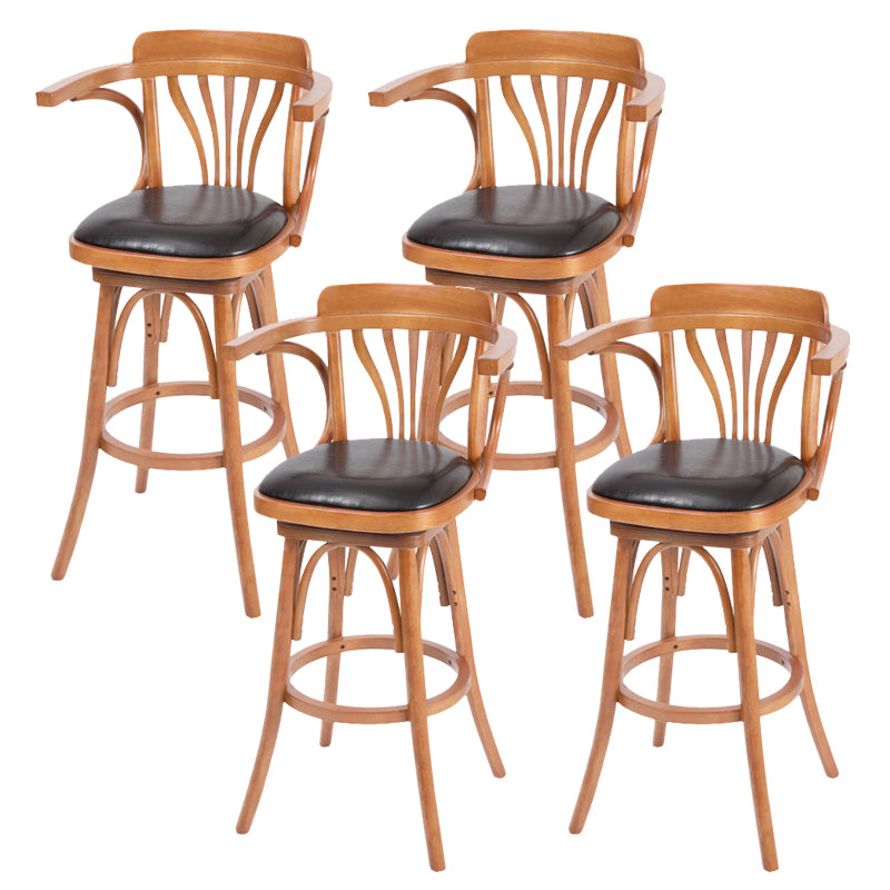 Glam Solid Wood Counter Height Stool Faux Leather Bar Stool Bar Stool