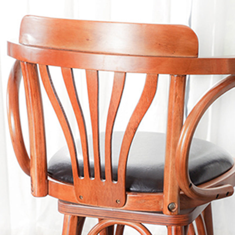 Glam Solid Wood Counter Height Stool Faux Leather Bar Stool Bar Stool