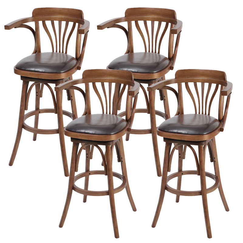 Glam Solid Wood Counter Height Stool Faux Leather Bar Stool Bar Stool