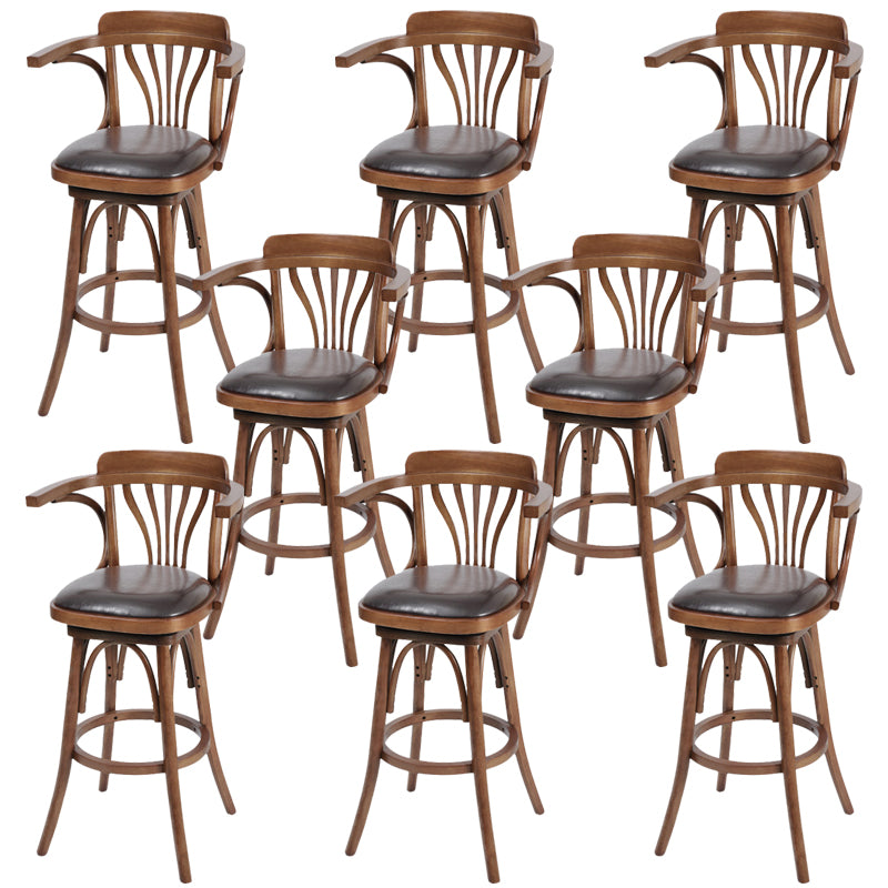 Glam Solid Wood Counter Height Stool Faux Leather Bar Stool Bar Stool