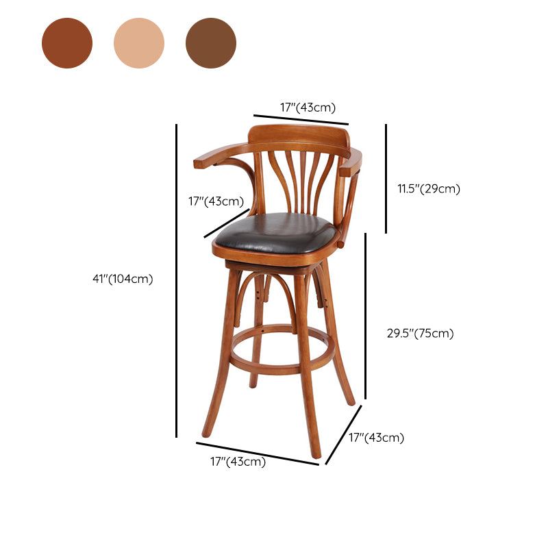 Glam Solid Wood Counter Height Stool Faux Leather Bar Stool Bar Stool