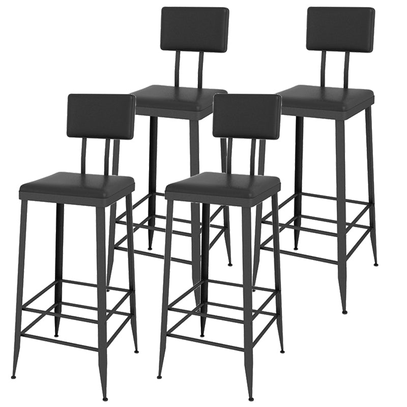 Contemporary Style Upholstered Counter Stool Bar-height Bar Stool with Metal Legs