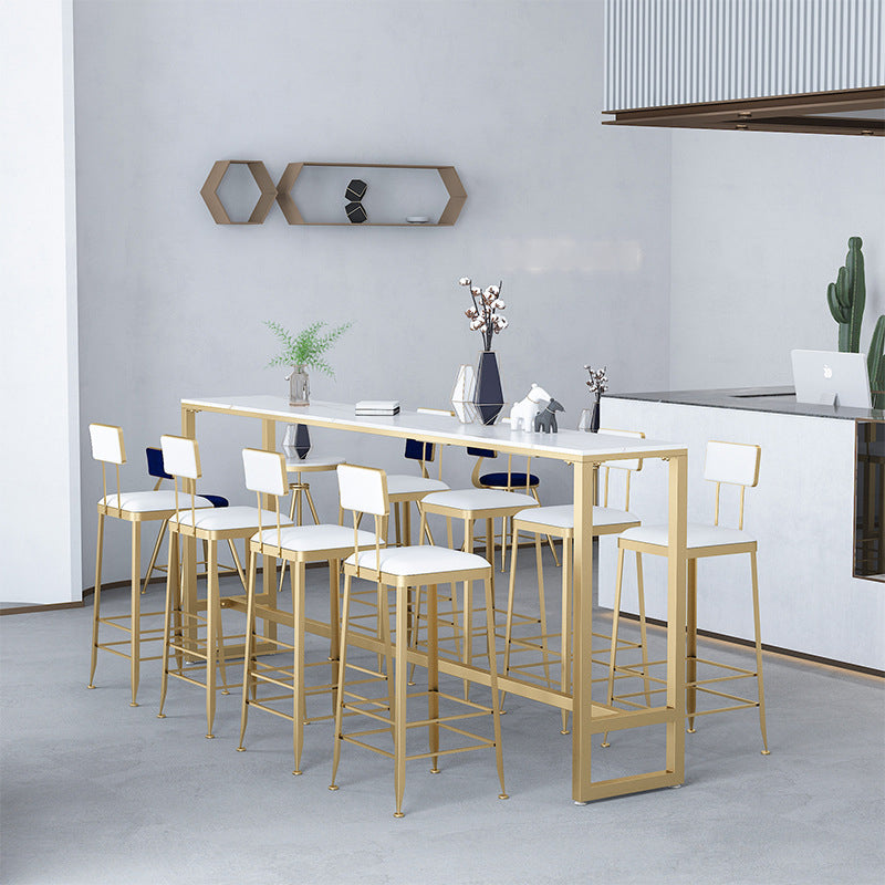 Contemporary Style Upholstered Counter Stool Bar-height Bar Stool with Metal Legs