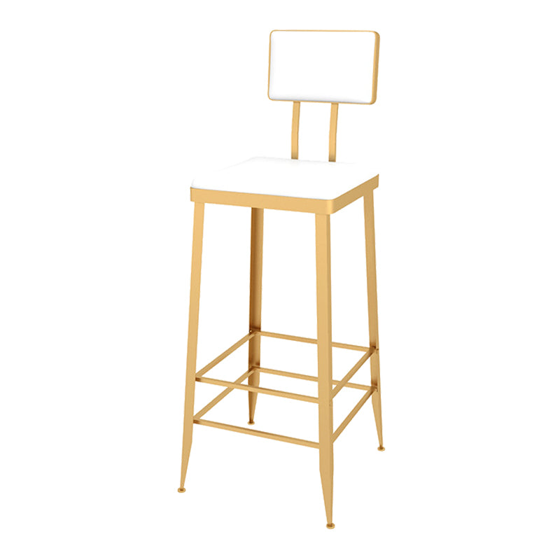 Contemporary Style Upholstered Counter Stool Bar-height Bar Stool with Metal Legs