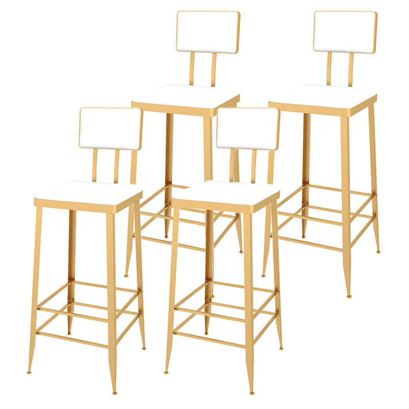 Contemporary Style Upholstered Counter Stool Bar-height Bar Stool with Metal Legs