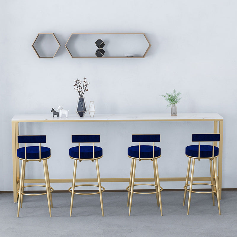 Contemporary Style Upholstered Counter Stool Bar-height Bar Stool with Metal Legs