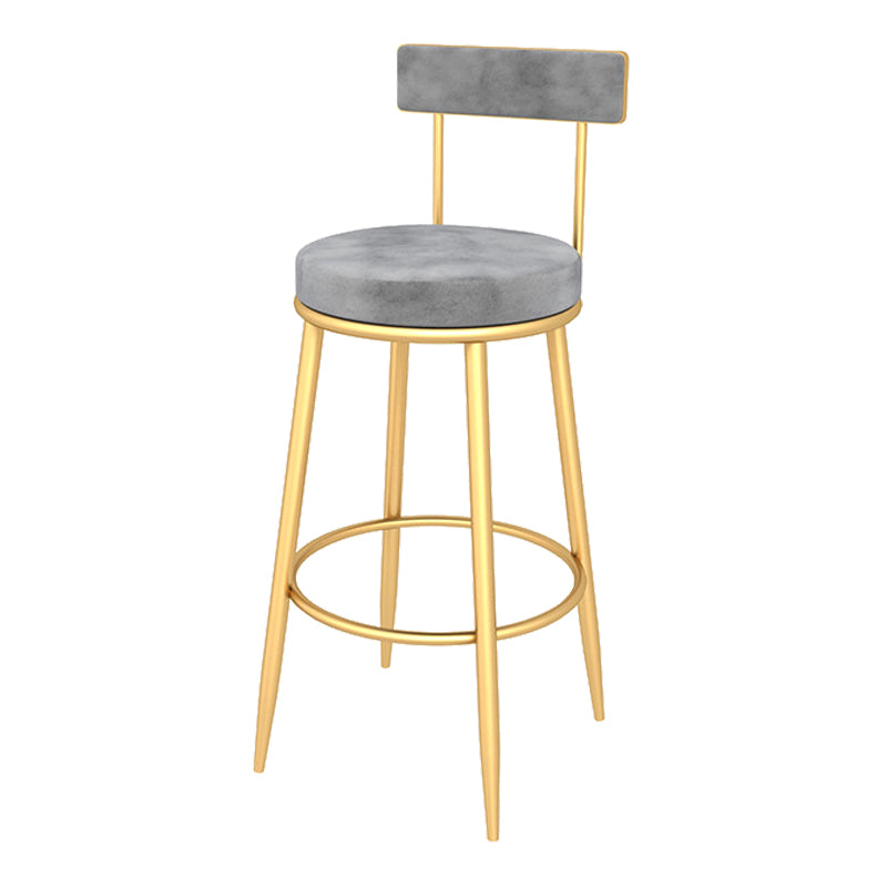 Contemporary Style Upholstered Counter Stool Bar-height Bar Stool with Metal Legs