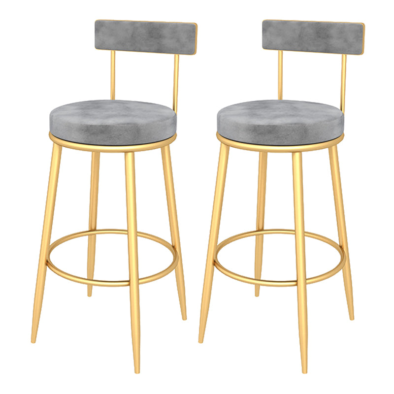 Contemporary Style Upholstered Counter Stool Bar-height Bar Stool with Metal Legs