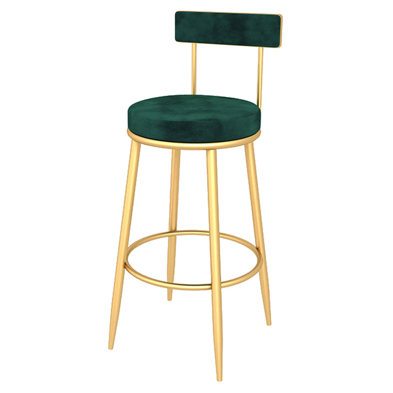 Contemporary Style Upholstered Counter Stool Bar-height Bar Stool with Metal Legs