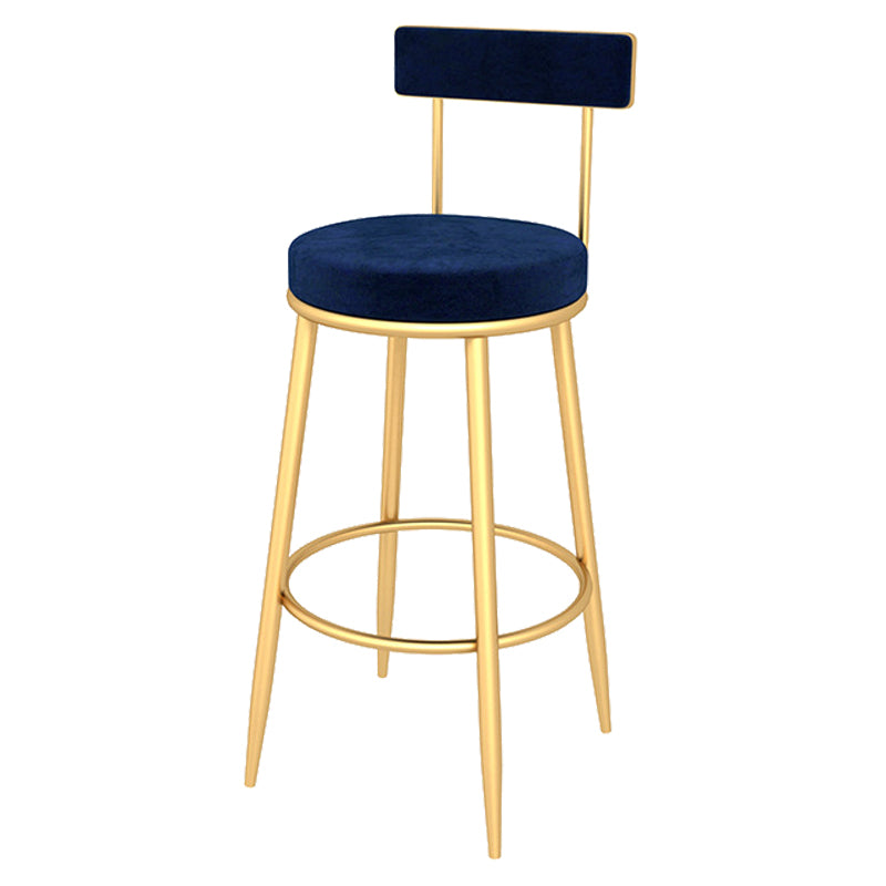 Contemporary Style Upholstered Counter Stool Bar-height Bar Stool with Metal Legs