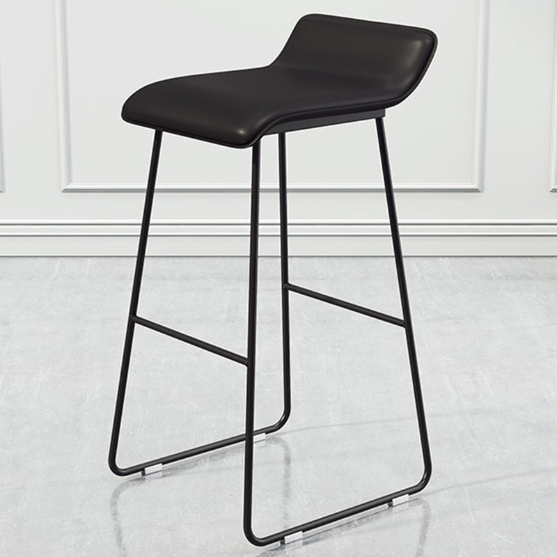 Contemporary Faux Leather Counter Stool Counter Height Bar Stool with Metal Legs