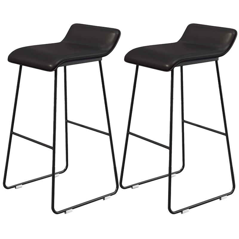 Contemporary Faux Leather Counter Stool Counter Height Bar Stool with Metal Legs