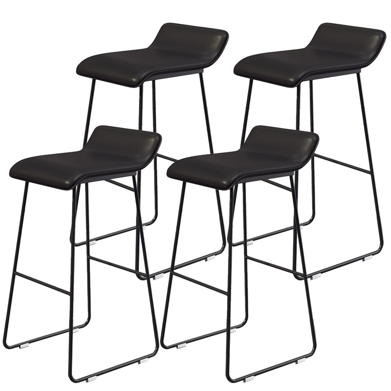 Contemporary Faux Leather Counter Stool Counter Height Bar Stool with Metal Legs