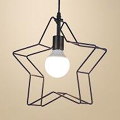 1 Light Star Ceiling Hanging Light Minimalist Black/Bronze Metal Wire Pendant Lighting for Living Room