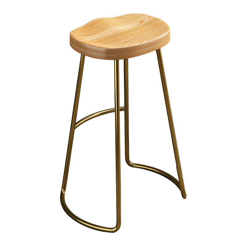 Contemporary Style Wood Counter Stool Backless Bar Stool with Metal Legs