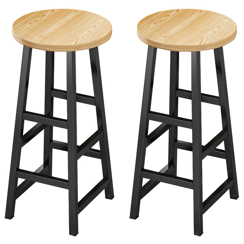Contemporary Style Wood Counter Stool Backless Bar Stool with Metal Legs