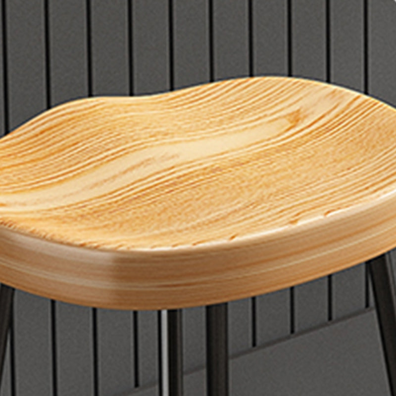 Contemporary Style Wood Counter Stool Backless Bar Stool with Metal Legs