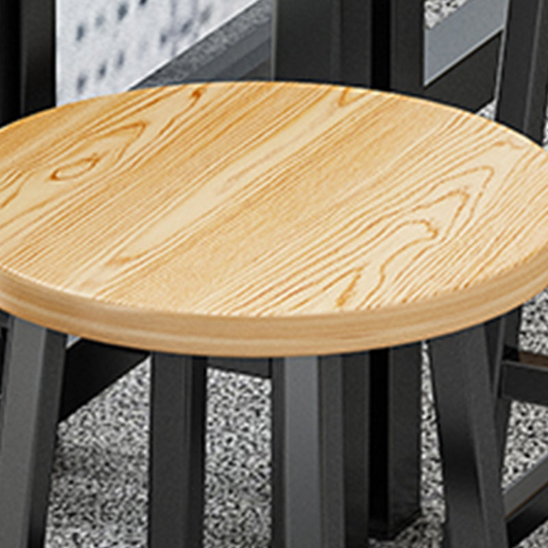 Contemporary Style Wood Counter Stool Backless Bar Stool with Metal Legs