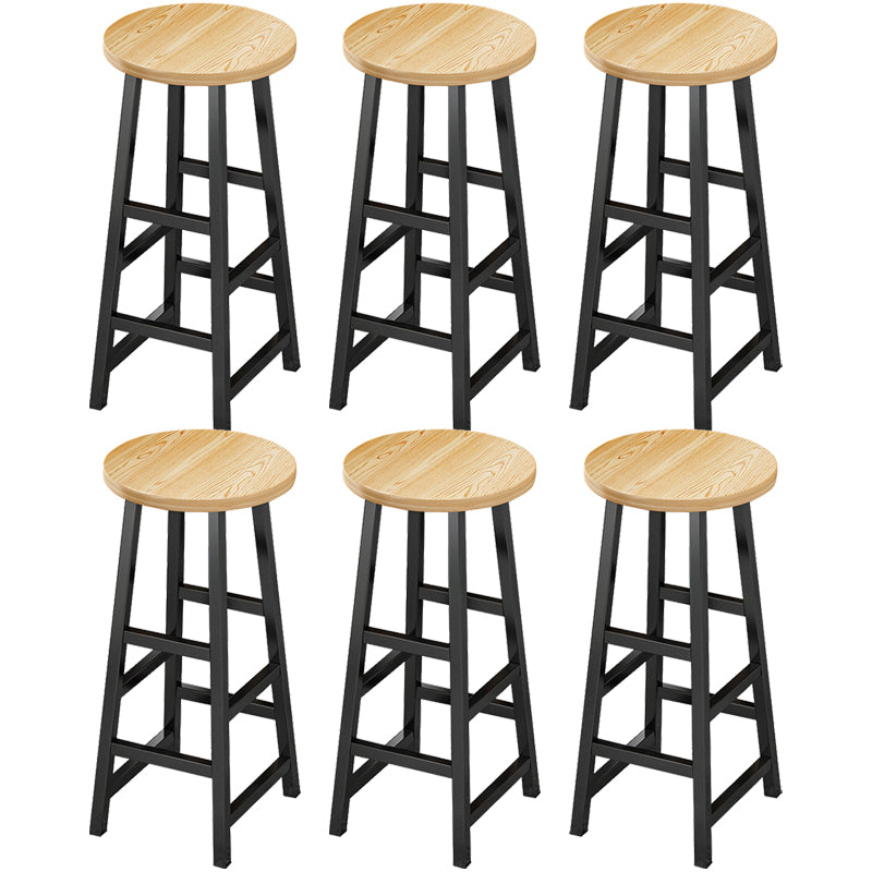 Contemporary Style Wood Counter Stool Backless Bar Stool with Metal Legs