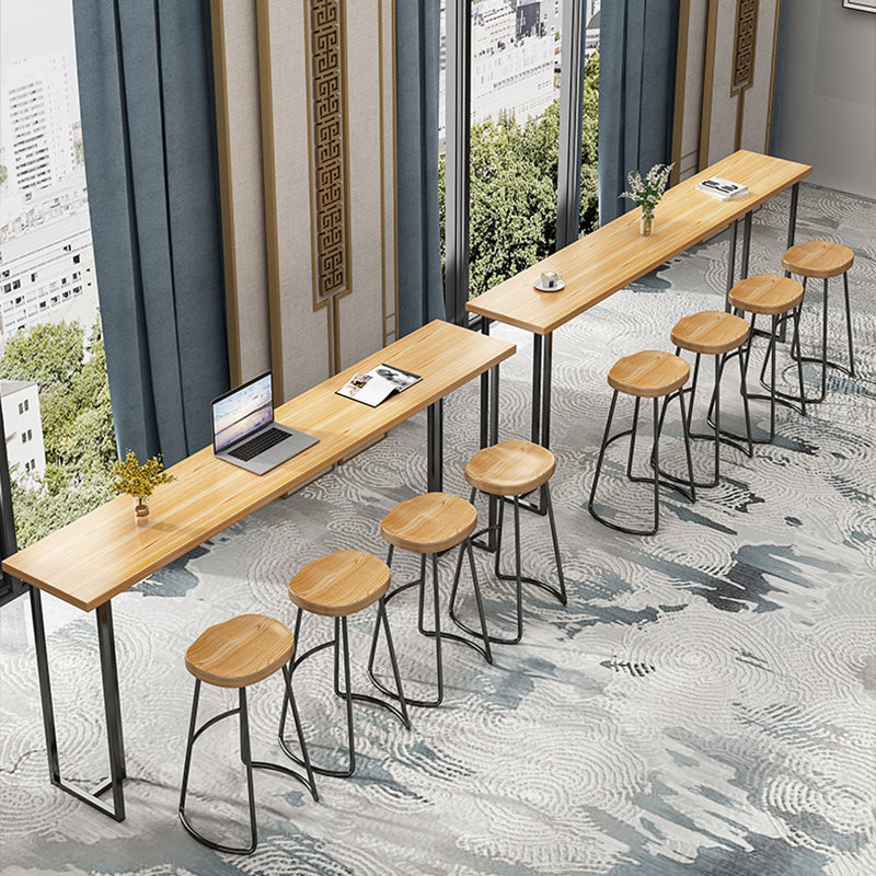 Contemporary Style Wood Counter Stool Backless Bar Stool with Metal Legs