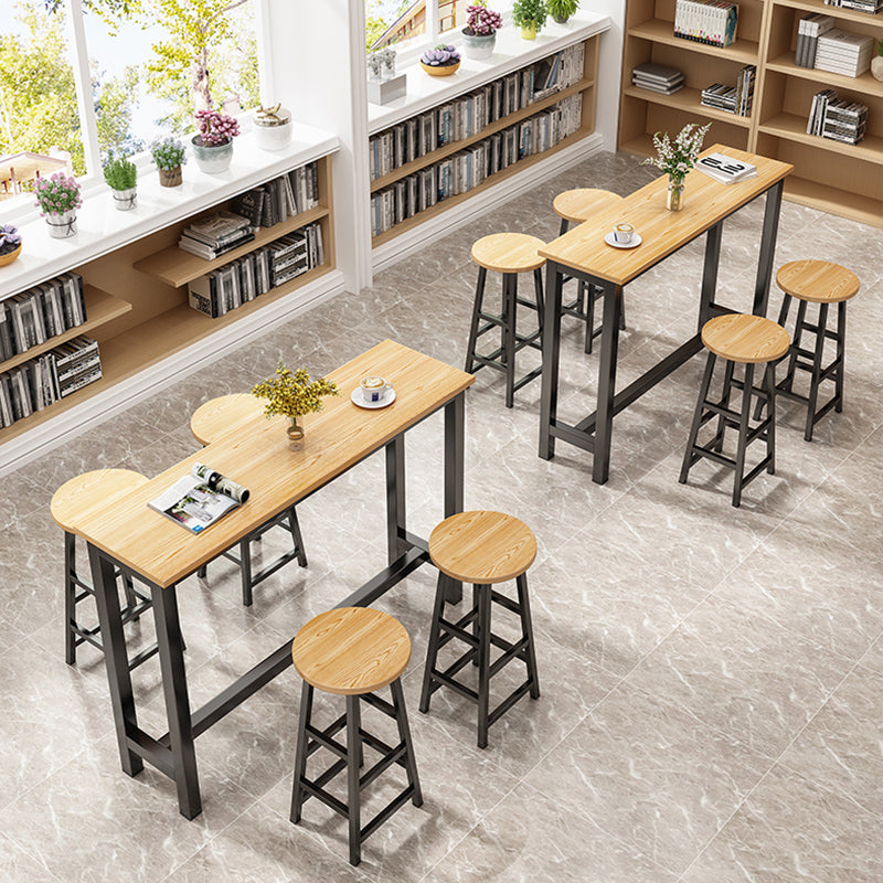 Contemporary Style Wood Counter Stool Backless Bar Stool with Metal Legs