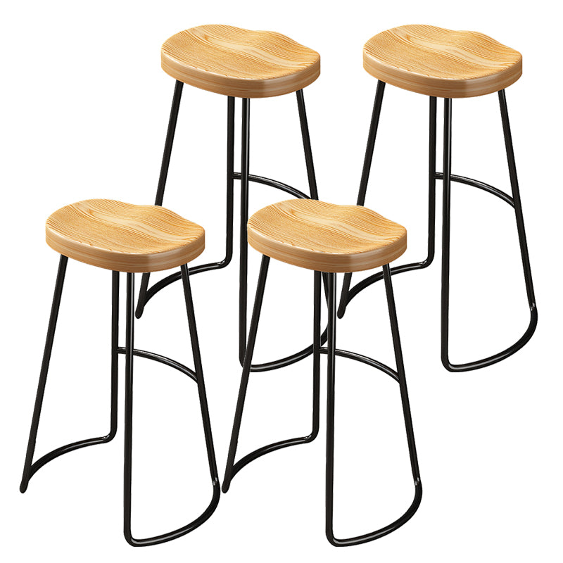 Contemporary Style Wood Counter Stool Backless Bar Stool with Metal Legs