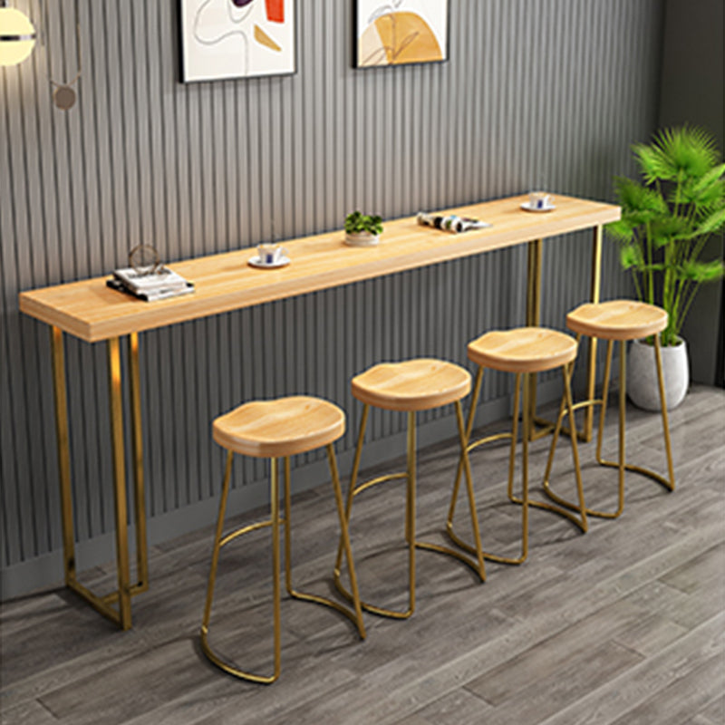 Contemporary Style Wood Counter Stool Backless Bar Stool with Metal Legs
