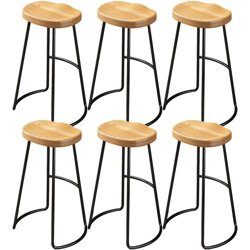 Contemporary Style Wood Counter Stool Backless Bar Stool with Metal Legs