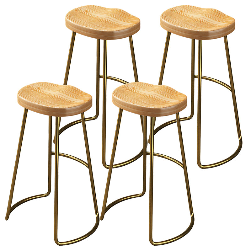 Contemporary Style Wood Counter Stool Backless Bar Stool with Metal Legs