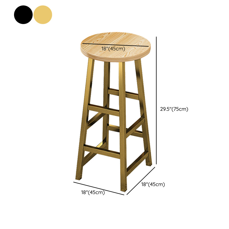 Contemporary Style Wood Counter Stool Backless Bar Stool with Metal Legs
