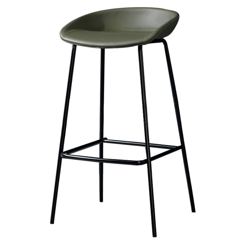 Contemporary Faux Leather Counter Stool Counter Height Bar Stool with Footrest