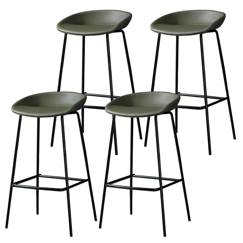 Contemporary Faux Leather Counter Stool Counter Height Bar Stool with Footrest