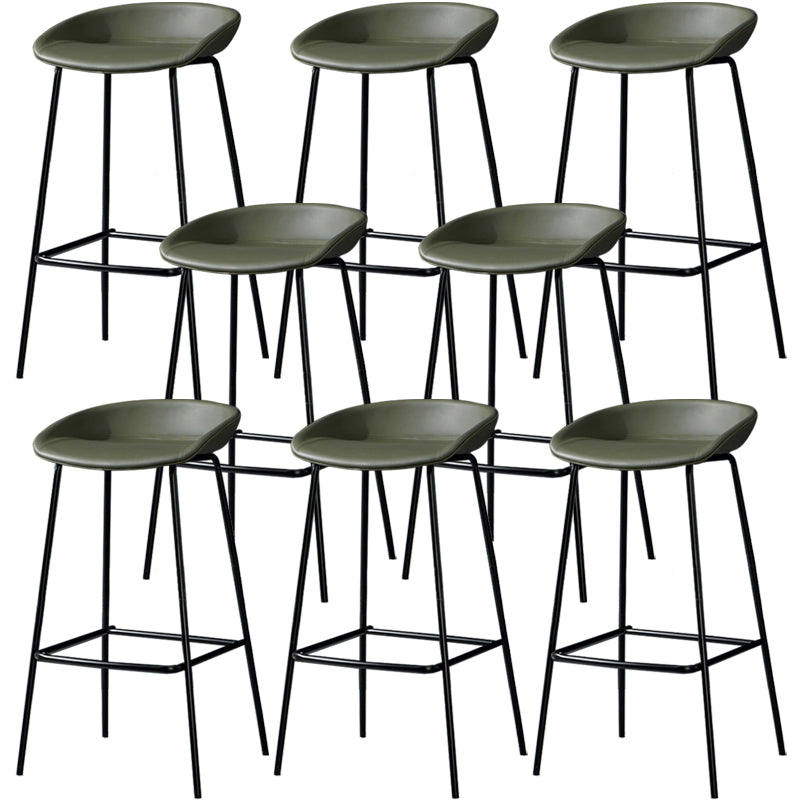 Contemporary Faux Leather Counter Stool Counter Height Bar Stool with Footrest
