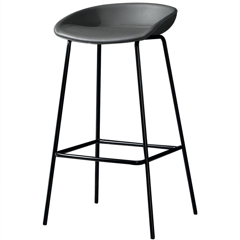 Contemporary Faux Leather Counter Stool Counter Height Bar Stool with Footrest