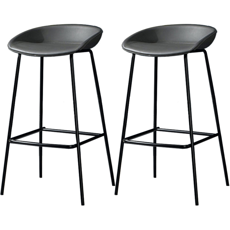 Contemporary Faux Leather Counter Stool Counter Height Bar Stool with Footrest