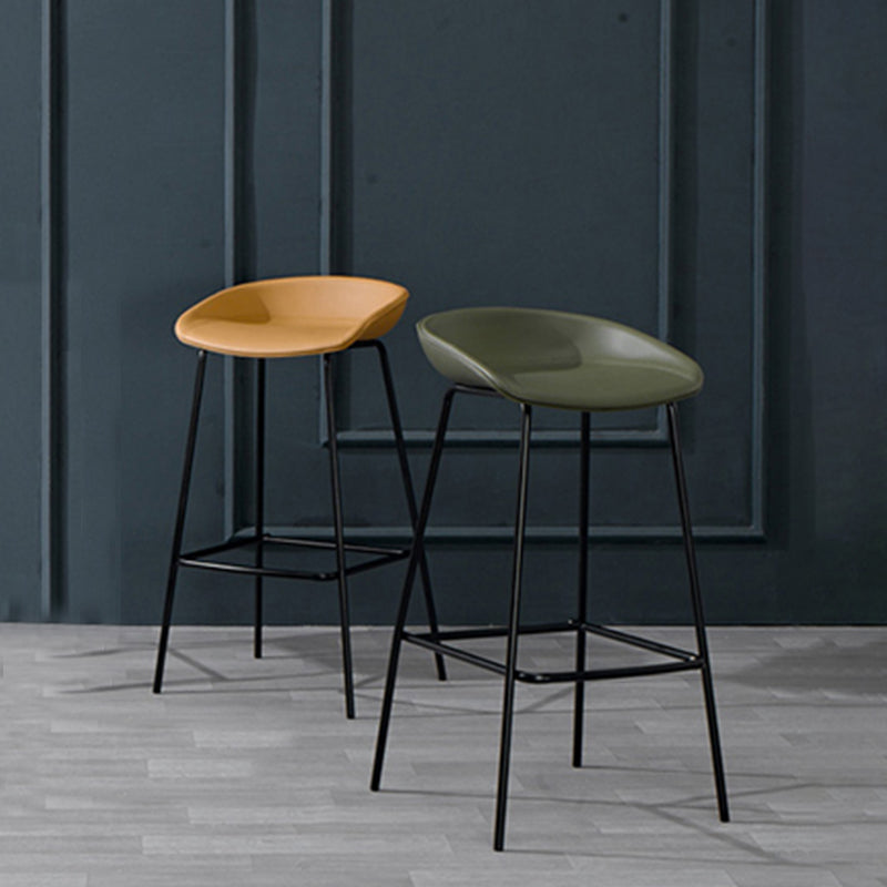 Contemporary Faux Leather Counter Stool Counter Height Bar Stool with Footrest