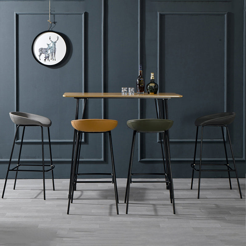 Contemporary Faux Leather Counter Stool Counter Height Bar Stool with Footrest