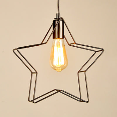 1 Light Star Ceiling Hanging Light Minimalist Black/Bronze Metal Wire Pendant Lighting for Living Room