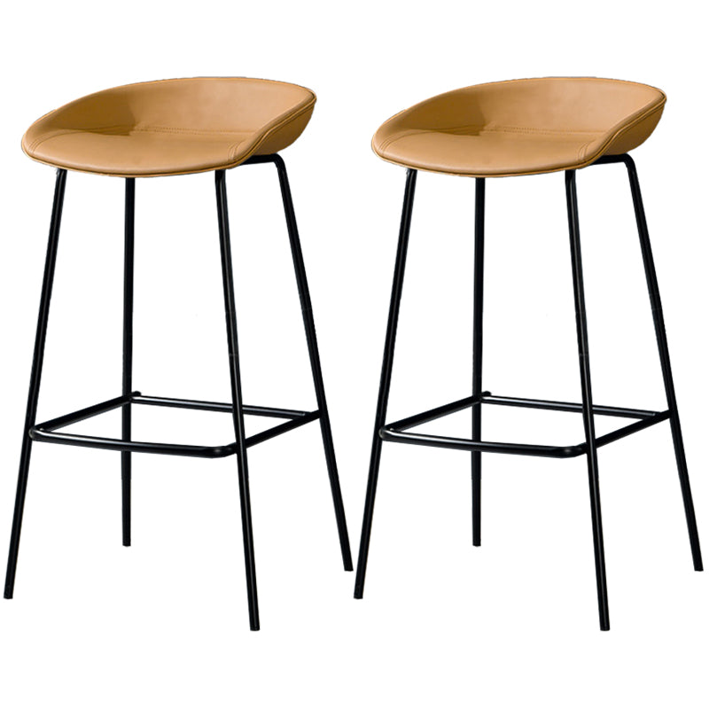 Contemporary Faux Leather Counter Stool Counter Height Bar Stool with Footrest