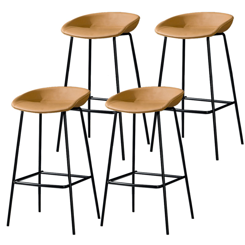 Contemporary Faux Leather Counter Stool Counter Height Bar Stool with Footrest